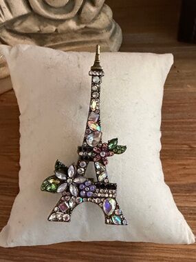 Eiffel Tower Multicolor Gem Brooch